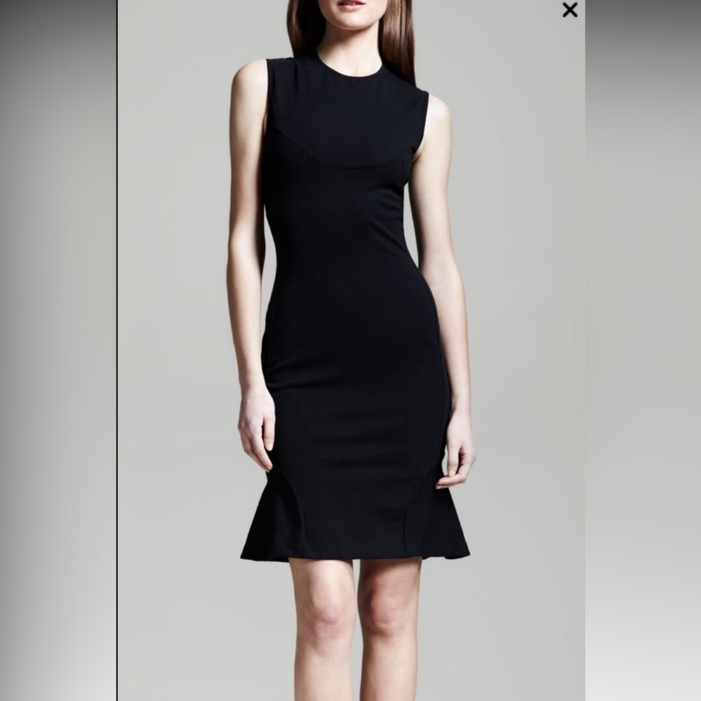 TORN BY RONNY KOBO Sleeveless Yoked Flounce Black little Dress ruffle hem XS